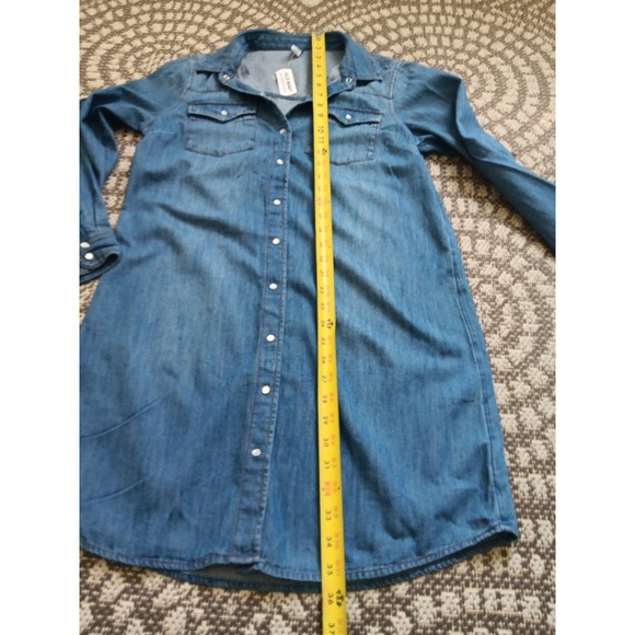 Old Navy Pearl Snap Western Button Up Denim Shirt Dress‎ SMALL Western Rodeo NEW - Picture 12 of 12